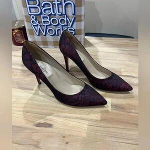 Valentino Red and Black  Lace Pointed Toe Pumps Size 37.5
